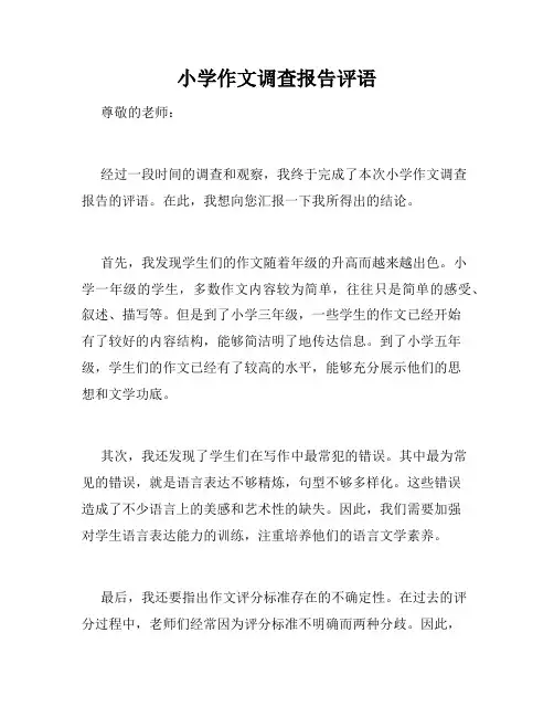 小学作文调查报告评语