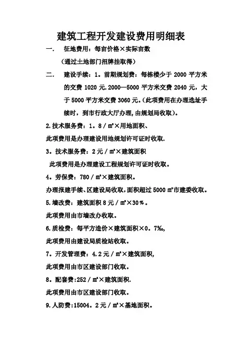 建筑工程开发建设费用明细表.gbp