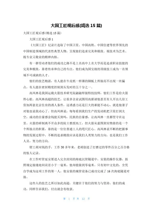 大国工匠观后感(精选15篇)