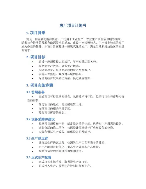 炭厂项目计划书