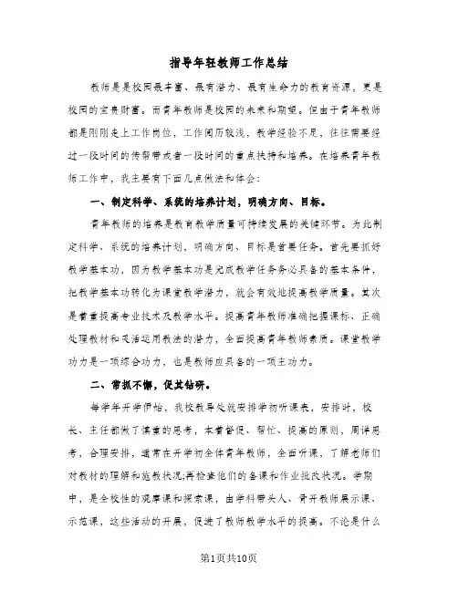 指导年轻教师工作总结(5篇)