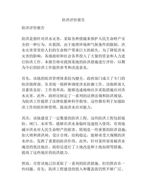 防洪评价报告