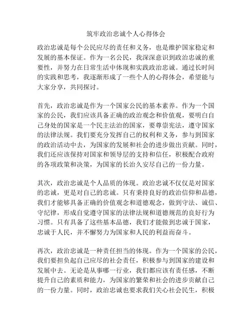 筑牢政治忠诚个人心得体会