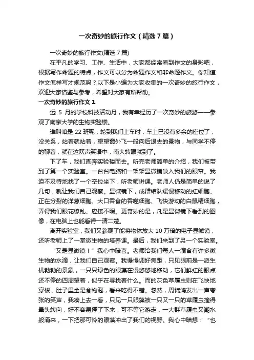 一次奇妙的旅行作文（精选7篇）