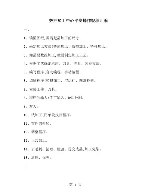 数控加工中心安全操作维护手册大全