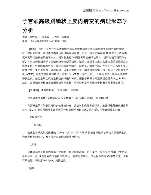 子宫颈高级别鳞状上皮内病变的病理形态学分析
