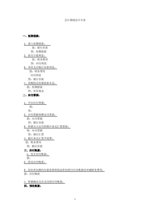会计基础会计分录练习