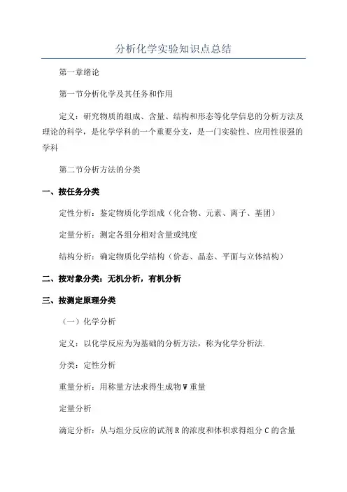 分析化学实验知识点总结