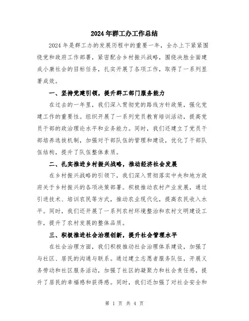 2024年群工办工作总结
