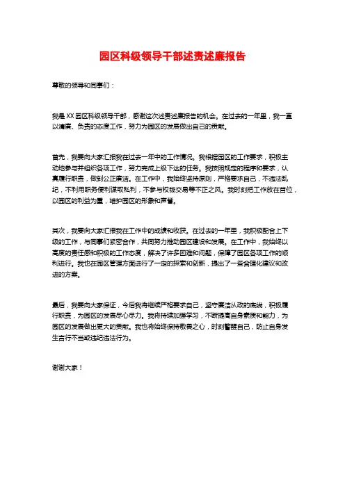 园区科级领导干部述责述廉报告