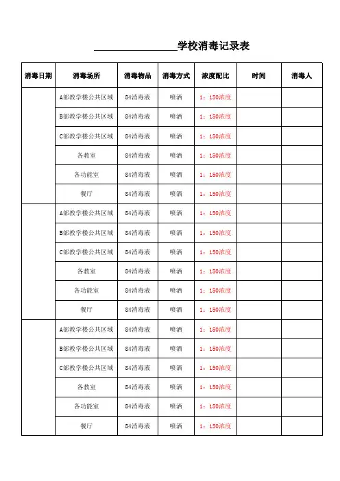学校消毒记录表