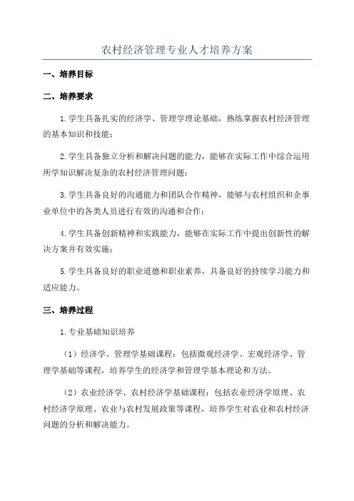 农村经济管理专业人才培养方案