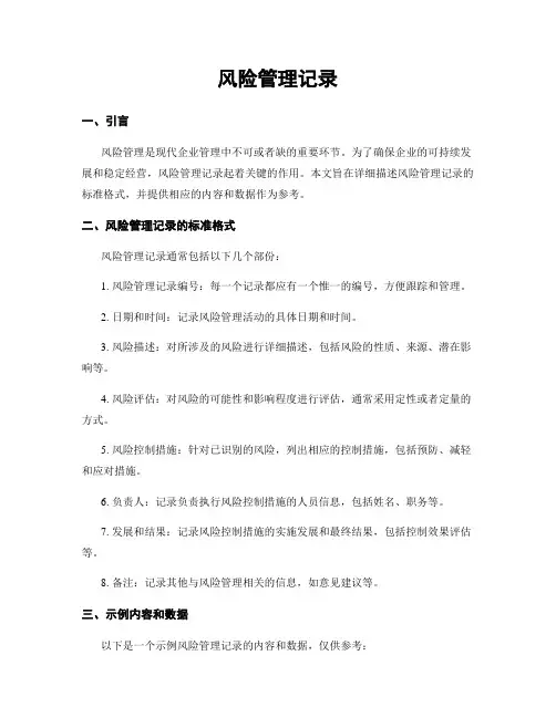 风险管理记录