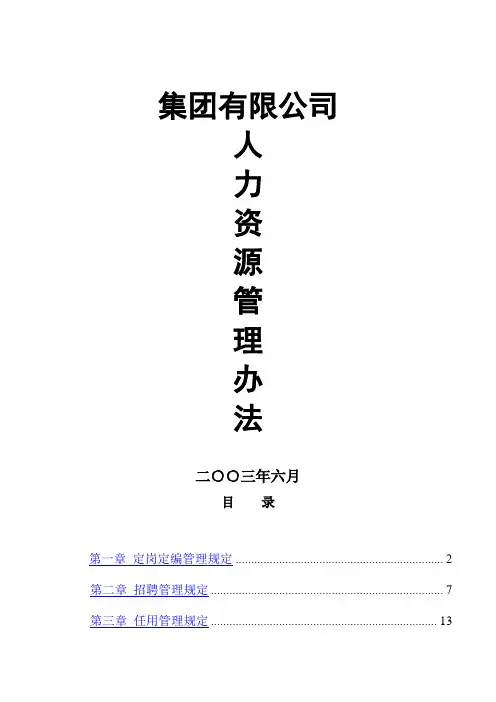 集团有限公司人力资源管理办法