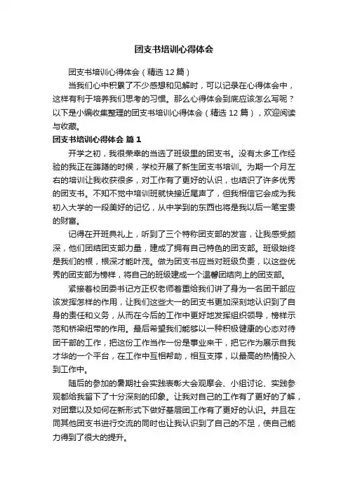 团支书培训心得体会（精选12篇）