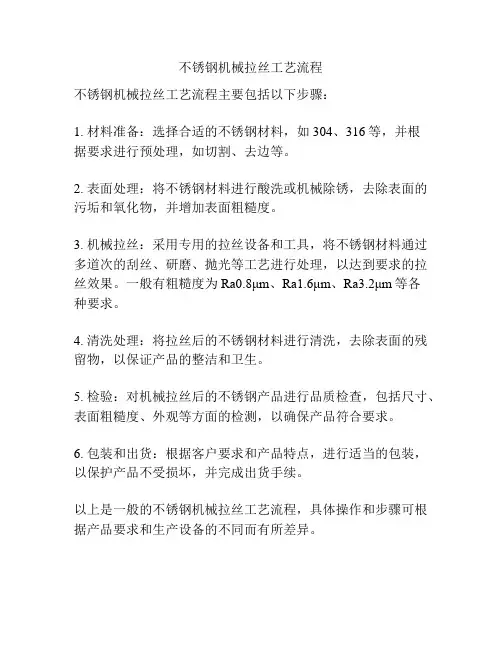 不锈钢机械拉丝工艺流程