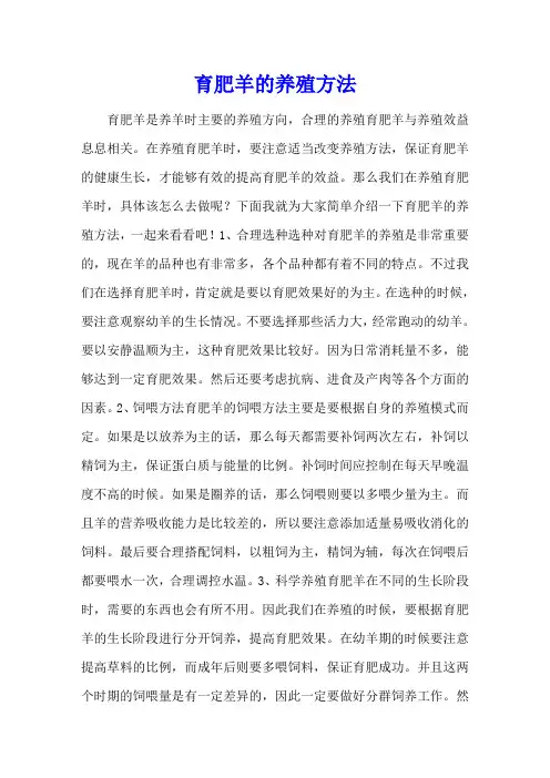 育肥羊的养殖方法