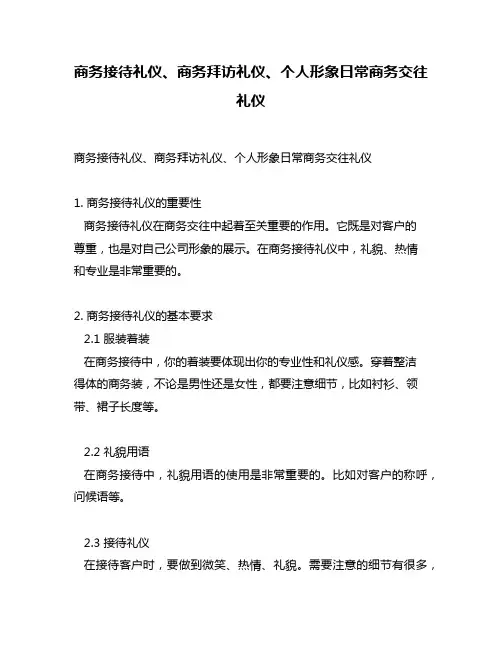 商务接待礼仪、商务拜访礼仪、个人形象日常商务交往礼仪