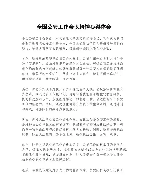 全国公安工作会议精神心得体会