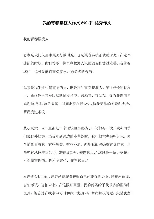 我的青春摆渡人作文800字 优秀作文