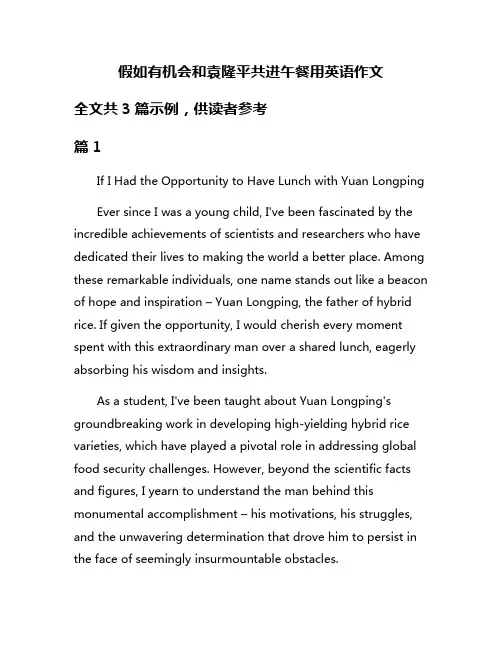 假如有机会和袁隆平共进午餐用英语作文