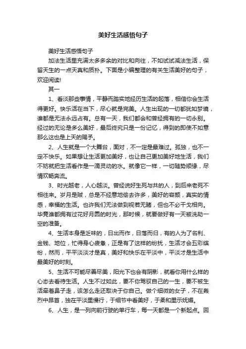 美好生活感悟句子