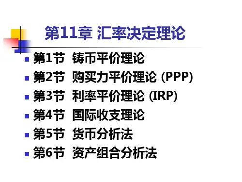 国际经济学第十一章 汇率决定理论