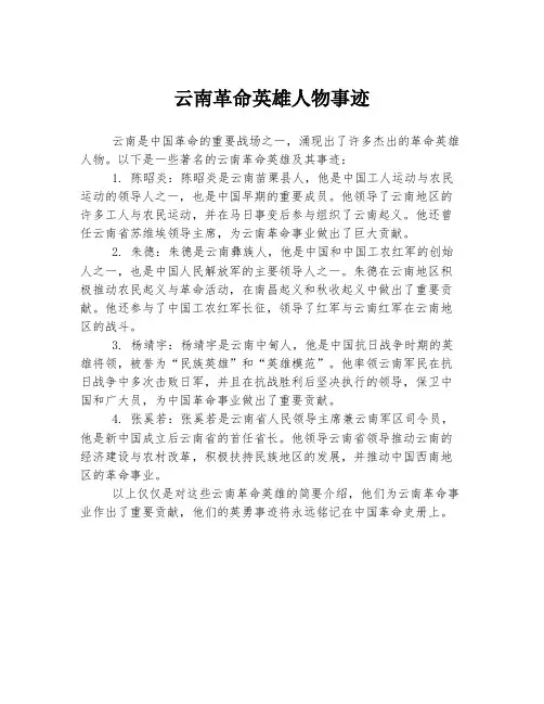 云南革命英雄人物事迹