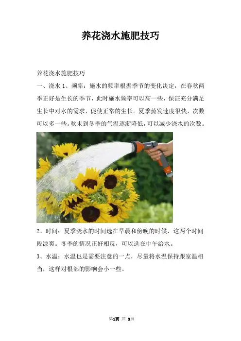 养花浇水施肥技巧