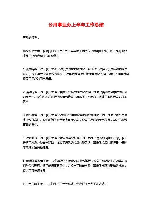 公用事业办上半年工作总结