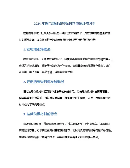 2024年锂电池硅碳负极材料市场环境分析
