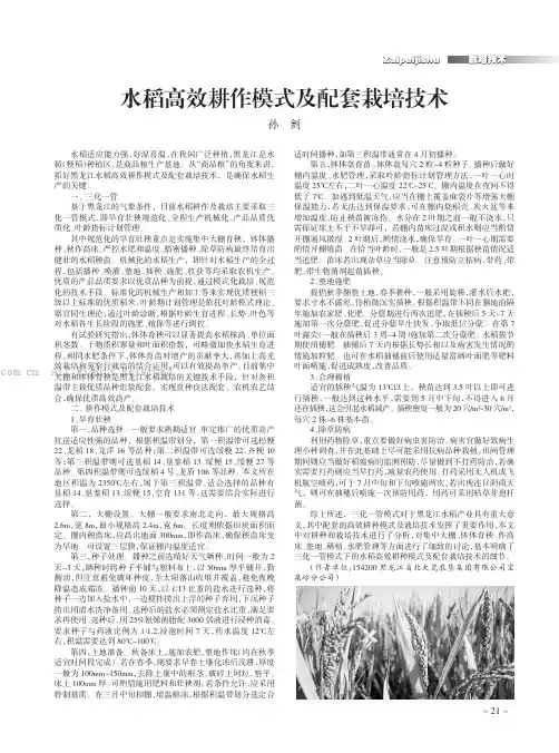 水稻高效耕作模式及配套栽培技术