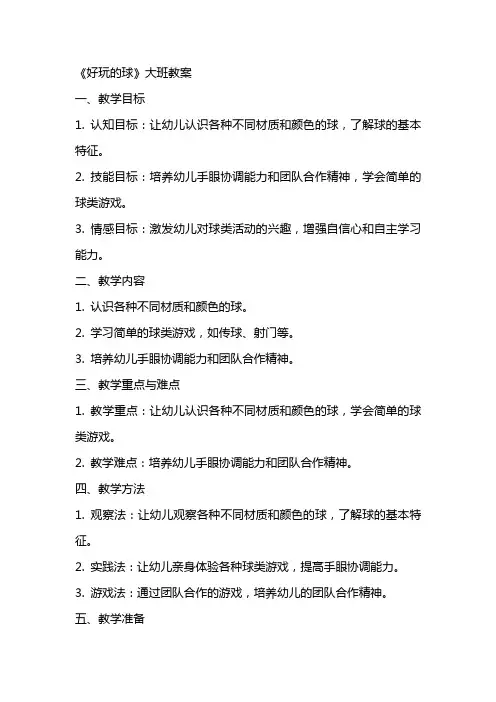 《好玩的球》大班教案