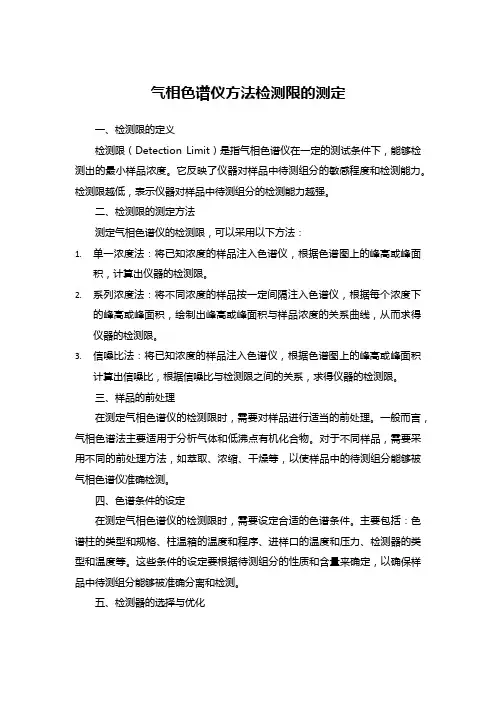 气相色谱仪方法检测限的测定