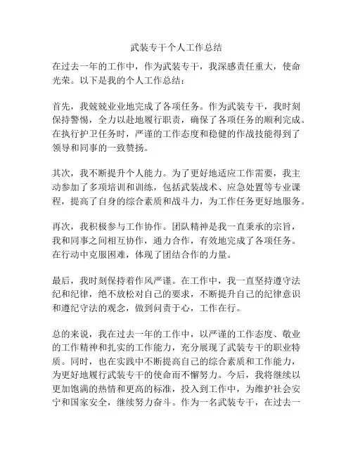 武装专干个人工作总结