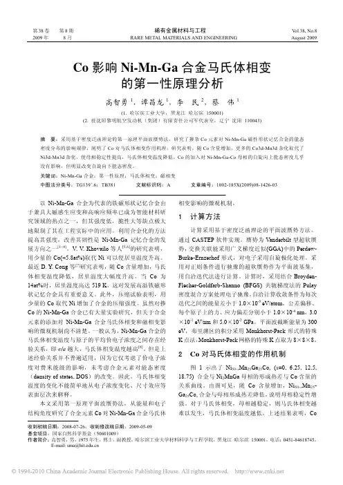 Co影响Ni_Mn_Ga合金马氏体相变的第一性原理分析