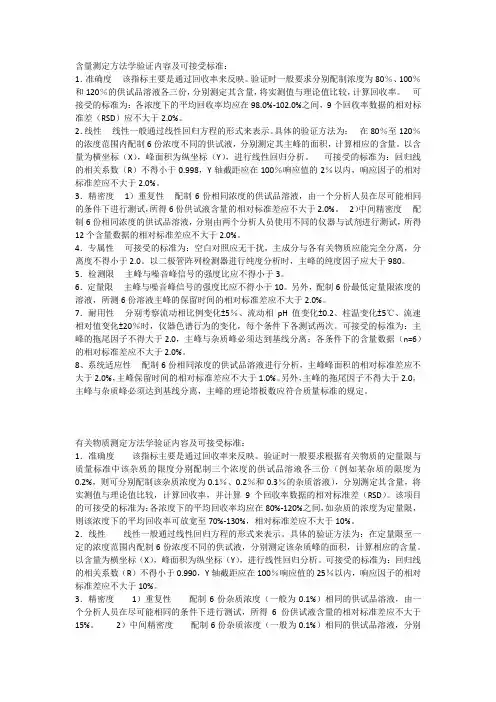 含量和有关物质方法学验证内容