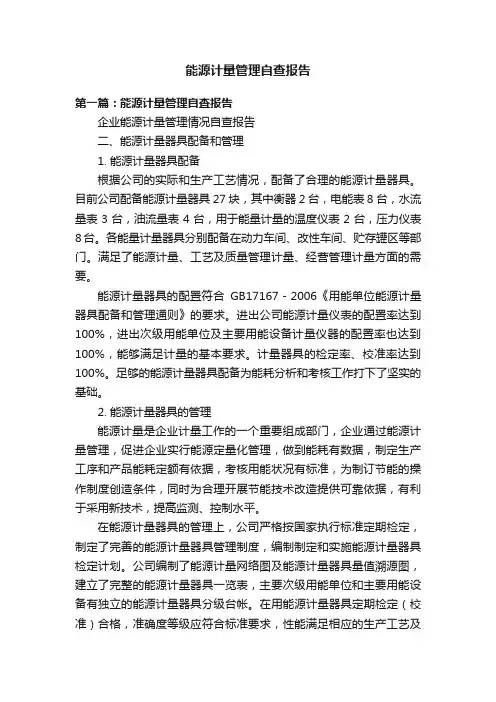 能源计量管理自查报告