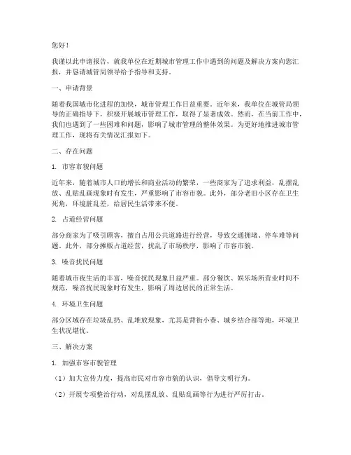 给城管局的申请报告