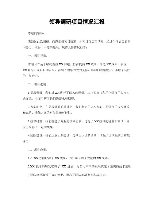 领导调研项目情况汇报