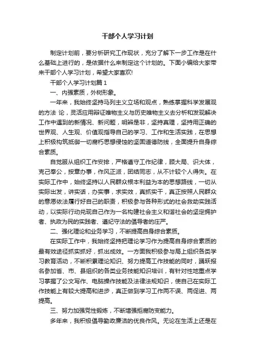 干部个人学习计划