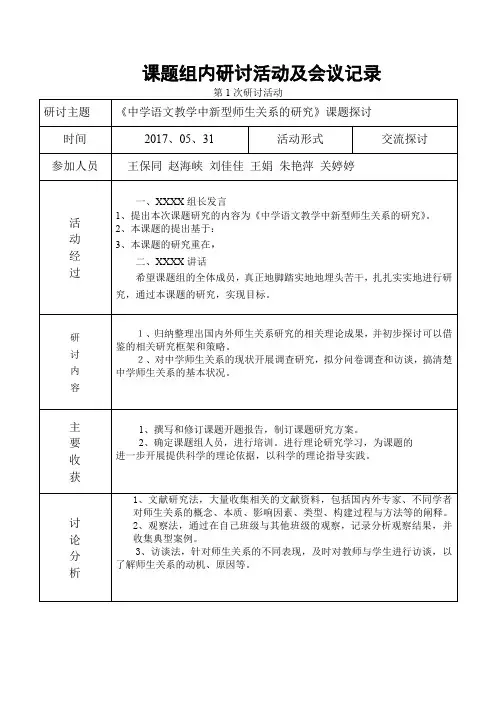 课题研究会议记录