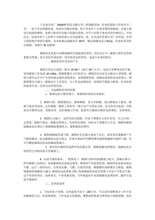 发电机励磁碳刷滑环发热的预防与应急处理