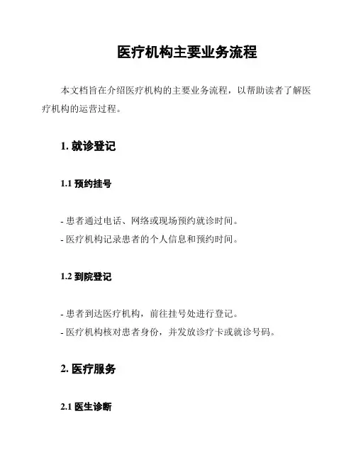 医疗机构主要业务流程
