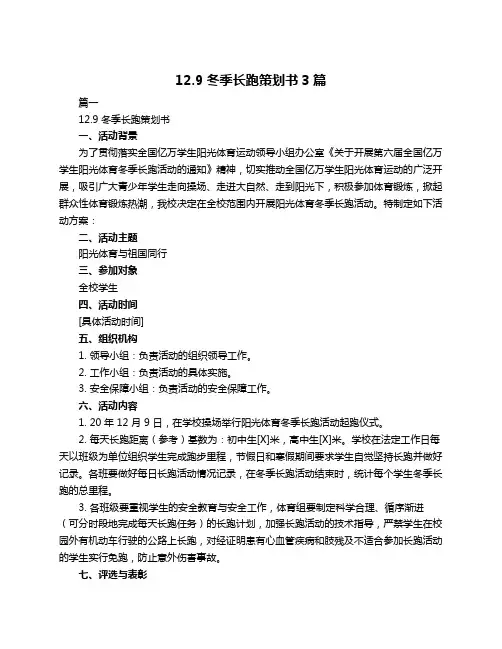 12.9冬季长跑策划书3篇