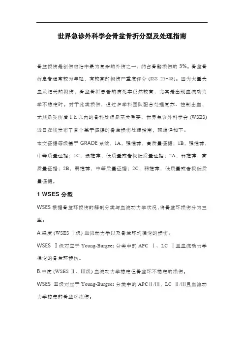世界急诊外科学会骨盆骨折分型及处理指南