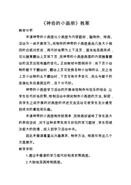 湘美版二年级美术上册 《神奇小画册》(教案)