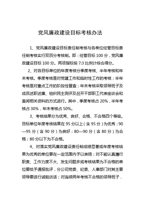党风廉政建设目标考核办法