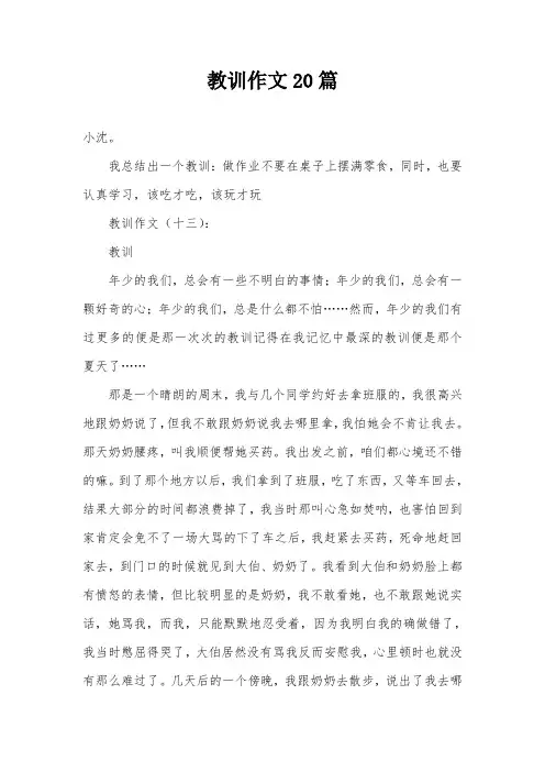 教训作文20篇