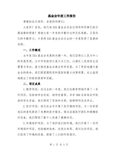 基金会年度工作报告